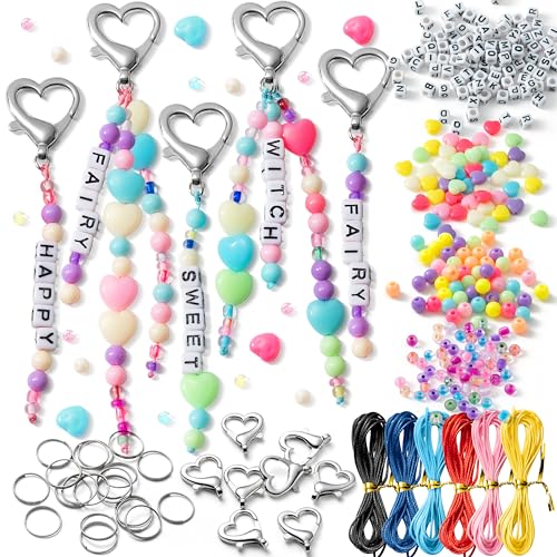 WATINC 296 Stück DIY Herz Schlüsselanhänger Bastelset, Perlen für Schmuckherstellung, Set Zubehör mit verstellbaren Buchstaben, transparente Perlen, Taschenanhänger-Armbänder, Schlüsselanhänger, WATINC 296 Stück DIY Herz Schlüsselanhänger Bastelset, Perlen für Schmuckherstellung, Set Zubehör mit verstellbaren Buchstaben, transparente Perlen, Taschenanhänger-Armbänder, Schlüsselanhänger, von WATINC