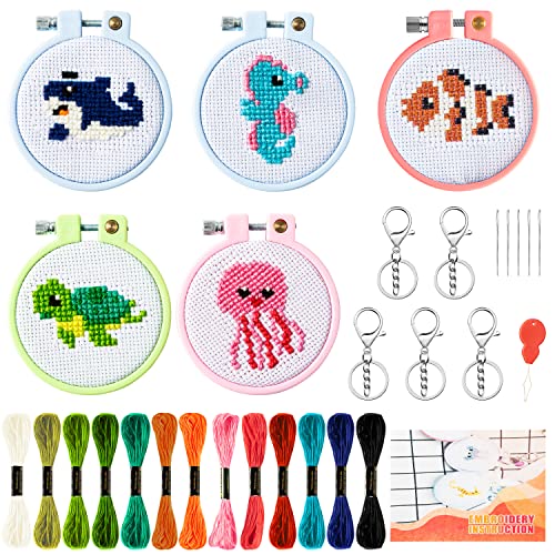 WATINC Anfänger Stickerei Set DIY Kunst Handwerk Nähen Kinder Kreuzstich Set Mit Mustern Und Anweisungen Kreuzstich-Set Embroidery Starter Kit Punch Needle Anfänger Stickerei Set für Erwachsene von WATINC