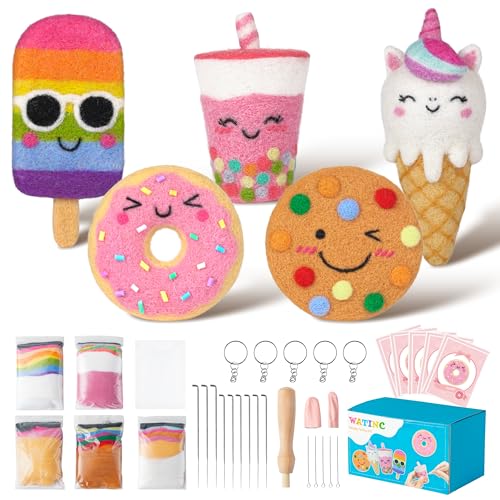 WATINC Nadelfilz Set Needle Felting Starter Kit Puppe Wolle Filz Needle Felting Tools Foam Pad, Niedlicher Keks Eis-Donut-Milch-Tee DIY Home Decoration Craft Party Supplies für Anfänger WATINC Nadelfilz Set Needle Felting Starter Kit Puppe Wolle Filz Needle Felting Tools Foam Pad, Niedlicher Keks Eis-Donut-Milch-Tee DIY Home Decoration Craft Party Supplies für Anfänger von WATINC