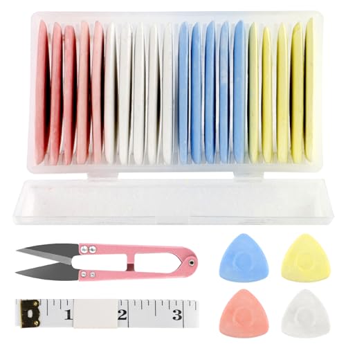 WATUNID 20 Stück Schneiderkreide, Stoffkreide, Nähkreide,Nähen Kreidestift mit Schneiderlineal und Schere, Schneiderkreidestift für Schneiderarbeiten, Quilten, Fabric Making DIY Clothing(4 Farben) von WATUNID