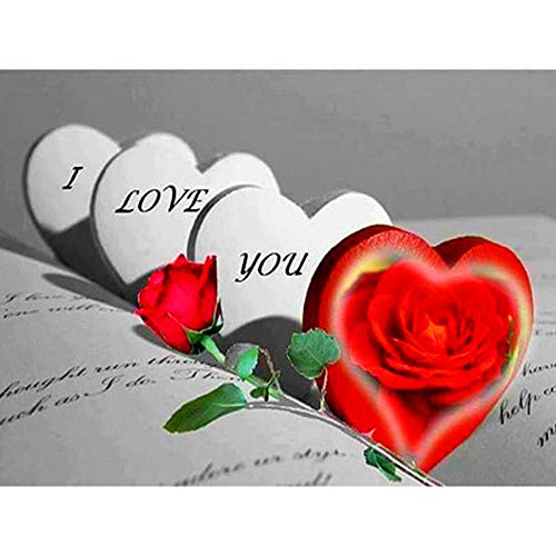 WATYW Diy 5D Diamond Painting Full Drill Groß Runde Liebe Rose Bild Von Strass Stickerei Blume Diamant Mosaik Kreuzstich Home Decor ohne Rahmen 40x50cm von WATYW