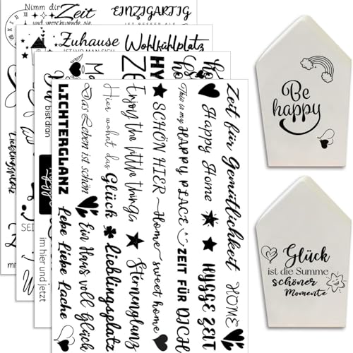 WAVATA Rub On Sticker Transfers, 4 Blätter Wasserfest Rub On Folie, Kreative Aufkleber für Keramik, Glas, Fenster und Andere Glatte Oberflächen, DIY-Scrapbooking WAVATA Rub On Sticker Transfers, 4 Blätter Wasserfest Rub On Folie, Kreative Aufkleber für Keramik, Glas, Fenster und Andere Glatte Oberflächen, DIY-Scrapbooking von WAVATA