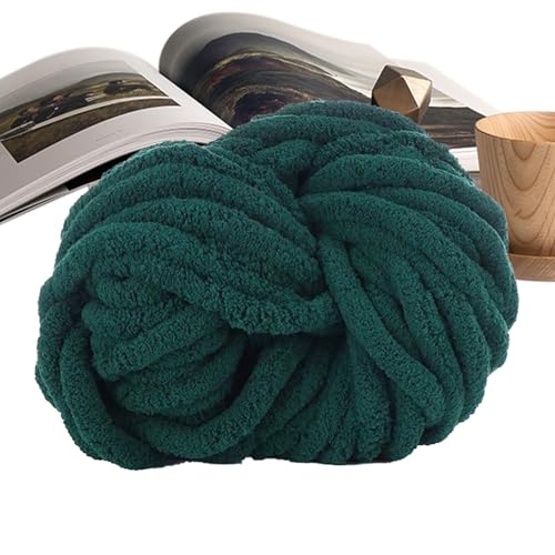 WAVDSYB Grobes Garn, Samtdecke, Häkeln, Basteln, Strickzubehör für Schals, Mützen, Korb, Haustierbett, Babykleidung, Überwurfkissen (dunkelgrün) von WAVDSYB