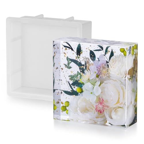 WAVDSYB Große Harzformen, Bogen-Silikonformen für tiefe Epoxidharz-Formen für Blumen-Konservierung, DIY-Hochzeit, Valentinstag, Heimdekoration (quadratisch) von WAVDSYB