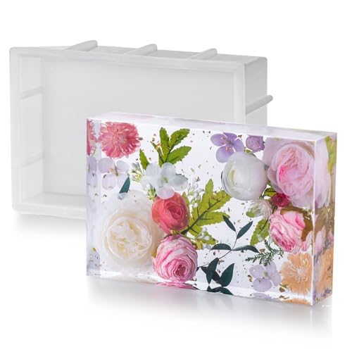 WAVDSYB Große Harzformen, Bogen-Silikonformen für tiefe Epoxidharz-Formen für Blumen-Konservierung, DIY-Hochzeit, Valentinstag, Heimdekoration (rechteckig) von WAVDSYB