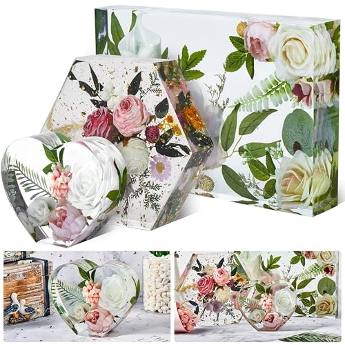 WAVDSYB Große Harzformen, Bogen-Silikonformen für tiefe Epoxidharz-Formen für Blumen-Konservierung, DIY-Hochzeit, Valentinstag, Heimdekoration (rechteckiges sechseckiges Herz) von WAVDSYB