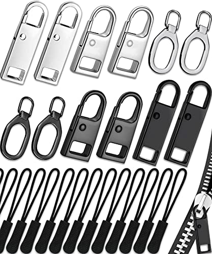 Reißverschluss Zipper, Zipper für Reissverschluss(32 PCS), Reißverschluss Reparatur set, Metall Reisverschluss Zipper Auswechseln für Jacken/Koffer/Kleidung/Zelt/Gepäck/Rucksäcke(4 Stile 4 Größen) von WAVEBEEXS