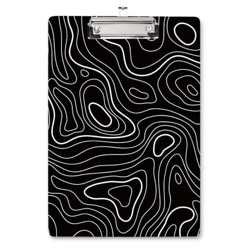 WAVEYU Niedliches Klemmbrett, Hartfaserplatte, dekorativ für Büro, Schulbedarf, modisches Still-Clipboard mit niedrigem Profil, schickes Design für Standardgröße (31,8 x 22,9 cm), topografisches von WAVEYU