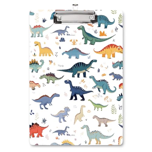 WAVEYU Niedliches Klemmbrett, Holzfaserplatte, dekorativ für Büro, Schulbedarf, modisches Still-Clipboard mit niedrigem Profil, schickes Design für Standardgröße (31,8 x 22,9 cm), Dinosaurier-Muster von WAVEYU