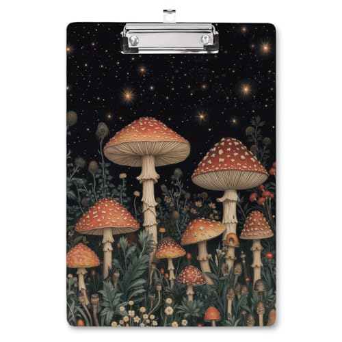 WAVEYU Niedliches Klemmbrett, Holzfaserplatte, dekorativ für Büro, Schulbedarf, modisches Still-Clipboard mit niedrigem Profil, schickes Design für Standardgröße (31,8 x 22,9 cm), Pilzmuster von WAVEYU