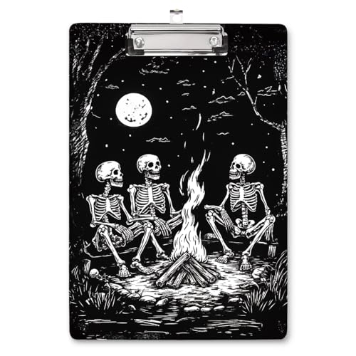 WAVEYU Niedliches Klemmbrett, Holzfaserplatte, dekorativ für Büro, Schulbedarf, modisches Still-Clipboard mit niedrigem Profil, schickes Design für Standardgröße (31,8 x 22,9 cm), Totenkopf-Muster von WAVEYU