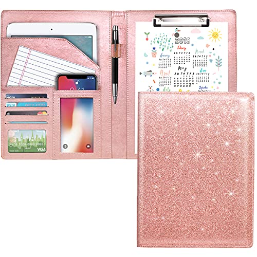 WAVEYU Padfolio/Lebenslauf-Portfolio-Mappe, glitzernd, rosa, für Damen, niedlicher rosa Padfolio-Einband, Konferenz-/Rechtsdokumenten-Organizer mit Klemmbrett, Dokumententasche WAVEYU Padfolio/Lebenslauf-Portfolio-Mappe, glitzernd, rosa, für Damen, niedlicher rosa Padfolio-Einband, Konferenz-/Rechtsdokumenten-Organizer mit Klemmbrett, Dokumententasche von WAVEYU