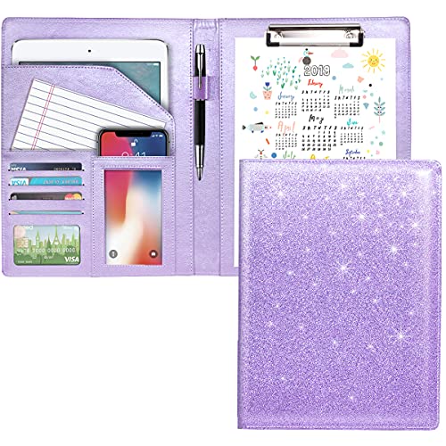 WAVEYU Padfolio/Resume Portfolio-Mappe für Damen, niedliches rosa Padfolio-Cover Ordner, Konferenz/Rechtliche Dokumente, Organizer mit Brief/A4 Größe, Klemmbrett, Dokumentenhülle, Glitzer-Violett WAVEYU Padfolio/Resume Portfolio-Mappe für Damen, niedliches rosa Padfolio-Cover Ordner, Konferenz/Rechtliche Dokumente, Organizer mit Brief/A4 Größe, Klemmbrett, Dokumentenhülle, Glitzer-Violett von WAVEYU