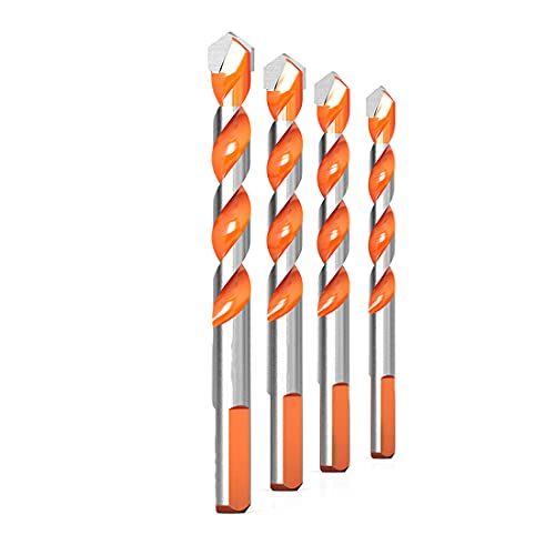 4-teiliger Betonbohrer, multifunktionaler Hartmetall-Bohrersatz, dreieckiger Schaft, Steinbohrersatz (6 mm + 8 mm + 10 mm + 12 mm) von WAWPU