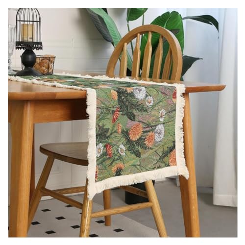 Tischläufer, leichte, luxuriöse Jacquard-Muster-Tischdecke mit flachem Winkel, stilvoll mit Quasten, Tischläufer, Hochzeitstischläufer, bunt,(30 * 240cm) von WAWPU