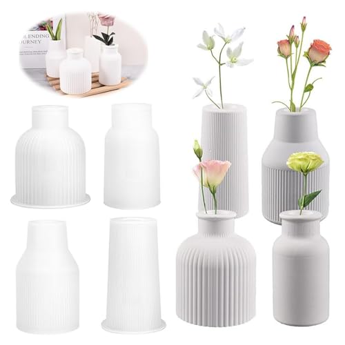 4 Stück Vase Silikonform, Vase Silikonformen Epoxidharz Formen, DIY Vases Resin Formen Vase Gießformen Silikon, Vase Silicone Mould, für von Blumenvase Blumentopf Heimdekoration 4 Stück Vase Silikonform, Vase Silikonformen Epoxidharz Formen, DIY Vases Resin Formen Vase Gießformen Silikon, Vase Silicone Mould, für von Blumenvase Blumentopf Heimdekoration von WAYBWZDQ