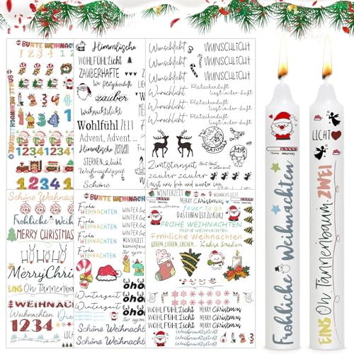 Kerzen Sticker Weihnachten,6Pcs Kerzen Aufkleber Weihnachten Kerzentatoo Weihnachten Tattoo Folie Kerzen Weihnachten Kerzentattoos Weihnachten Kerzenaufkleber Kerzen Tattoofolie von WAYBWZDQ