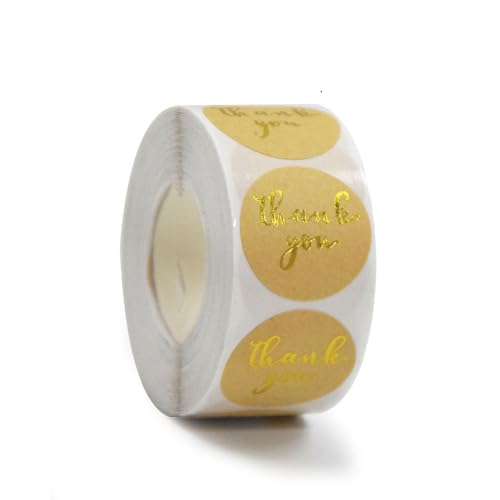 500 Stück Dankesaufkleber, selbstklebende Geschenkumschlag-Etiketten, Aufkleber, bunt, runde Papieretiketten für Business, Hochzeit, Festival, goldfarben 500 Stück Dankesaufkleber, selbstklebende Geschenkumschlag-Etiketten, Aufkleber, bunt, runde Papieretiketten für Business, Hochzeit, Festival, goldfarben von WAZUBC
