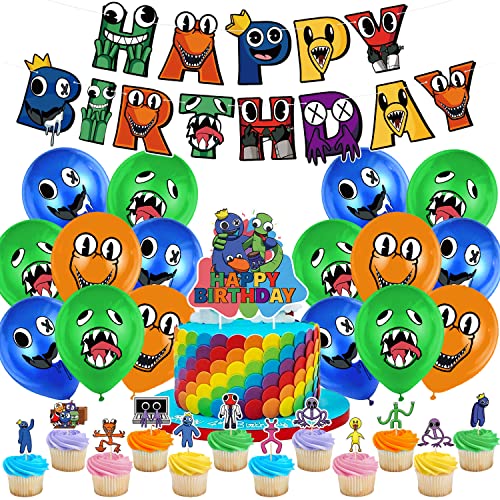 Kinderparty Luftballons, Geburtstag Deko Set 32 Stück, Geburtstag Banner, Kuchen Dekoration, Cupcake Topper, Party Zubehör, Junge Mädchen Geburtstagsparty Dekoration von WBKJDM