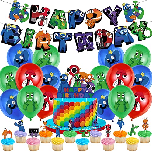 Geburtstag Deko Set 32 Stück, Luftballons Dekoration, Party Zubehör, Kuchen Deko, Happy Birthday Banner, Cupcake Topper, Junge Mädchen Geburtstagsparty Dekoration von WBKJDM