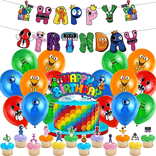 Geburtstag Party Deko Set 30 Stück, Luftballons Dekoration, Cupcake Topper, Happy Birthday Banner, Kuchen Dekoration, Jungen und Mädchen Geburtstagsparty Zubehör von WBKJDM
