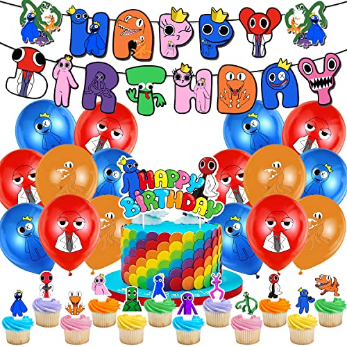 Party Luftballons, Geburtstag Party Set 29 pcs, Kuchen Dekoration, Geburtstag Banner, Cupcake Topper, Partyzubehör für Kinder, Junge Mädchen Geburtstagsparty Dekoration von WBKJDM