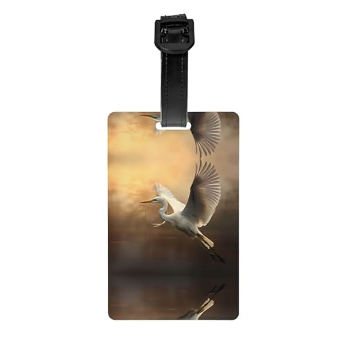 An Egret Takes Flugmuster Gepäckanhänger – 8,4 x 5,3 cm abnehmbarer Reiseanhänger für Privatsphäre von WBQLSL
