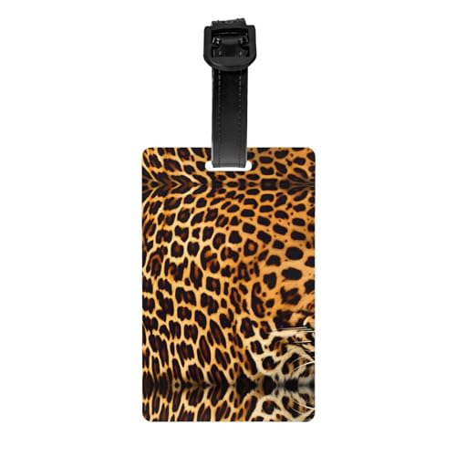 Gepäckanhänger mit Streifen auf Leopardenmuster, 8,4 x 5,3 cm, abnehmbarer Sichtschutz, Reiseanhänger Gepäckanhänger mit Streifen auf Leopardenmuster, 8,4 x 5,3 cm, abnehmbarer Sichtschutz, Reiseanhänger von WBQLSL