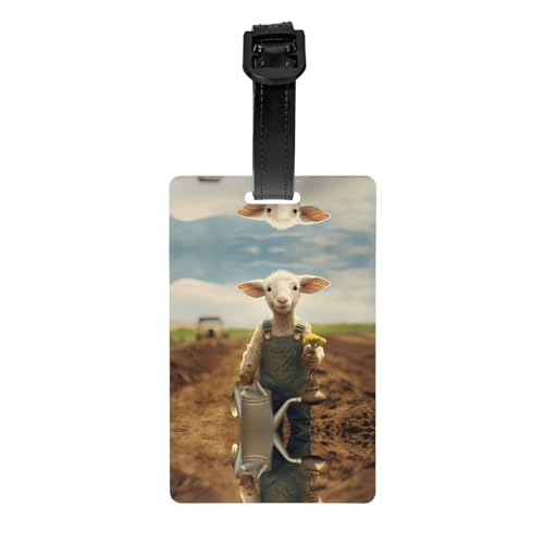 Gepäckanhänger mit anthropomorphisiertem Schaf-Muster, 8,4 x 5,3 cm, abnehmbarer Reiseanhänger für Privatsphäre von WBQLSL