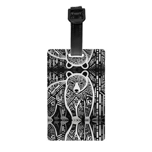 Gepäckanhänger mit asiatischem Schwarzbär-Skizzenmuster, 8,4 x 5,3 cm, abnehmbarer Reiseanhänger für Privatsphäre Gepäckanhänger mit asiatischem Schwarzbär-Skizzenmuster, 8,4 x 5,3 cm, abnehmbarer Reiseanhänger für Privatsphäre von WBQLSL