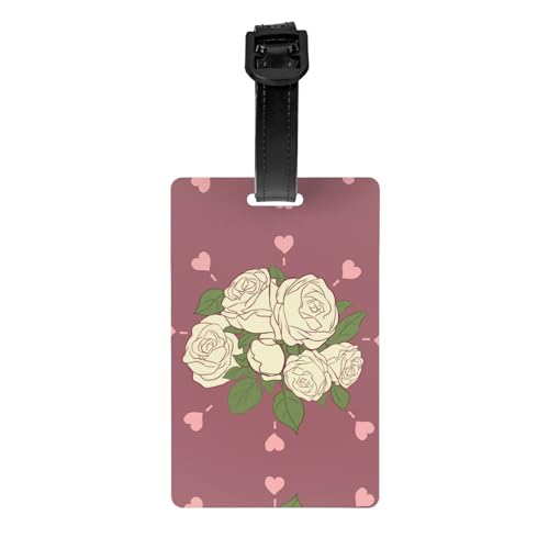 Gepäckanhänger mit weißem Rosenmuster, 8,4 x 5,3 cm, abnehmbarer Reiseanhänger für Privatsphäre Gepäckanhänger mit weißem Rosenmuster, 8,4 x 5,3 cm, abnehmbarer Reiseanhänger für Privatsphäre von WBQLSL