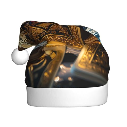 WBQLSL 39,9 cm große Unisex-Weihnachtsmann-Plüschmütze, Weihnachten, Neujahr, Party, Blackjack, Erwachsene, universeller Weihnachtsmannhut von WBQLSL