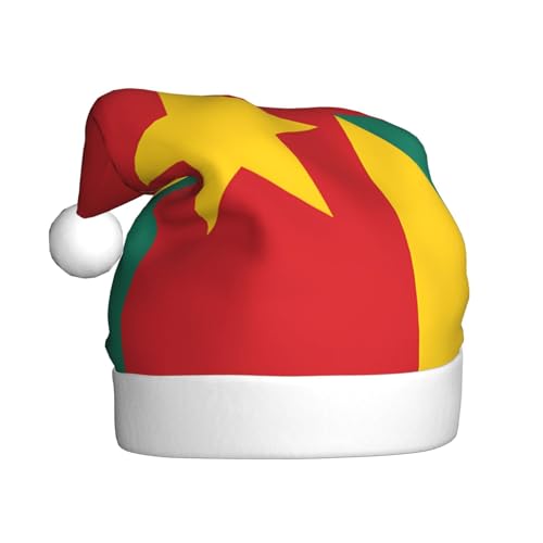 WBQLSL 39,9 cm große Unisex-Weihnachtsmann-Plüschmütze, Weihnachten, Neujahr, Party, Nikolausmütze, Flagge von Kamerun, universelle Weihnachtsmütze für Erwachsene von WBQLSL