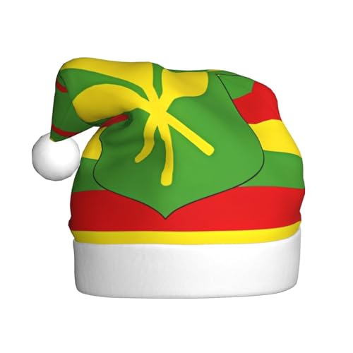 WBQLSL 39,9 cm große Unisex-Weihnachtsmann-Plüschmütze, Weihnachten, Neujahr, Party, Nikolausmütze, Hawaii-Flagge, Erwachsene, universelle Weihnachtsmütze von WBQLSL