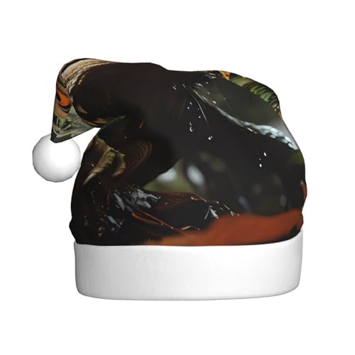WBQLSL 39,9 cm große Unisex-Weihnachtsmann-Plüschmütze, Weihnachten, Neujahr, Party, Nikolausmütze, Stachelige Eidechsen, Erwachsene, universeller Weihnachtsmannhut von WBQLSL