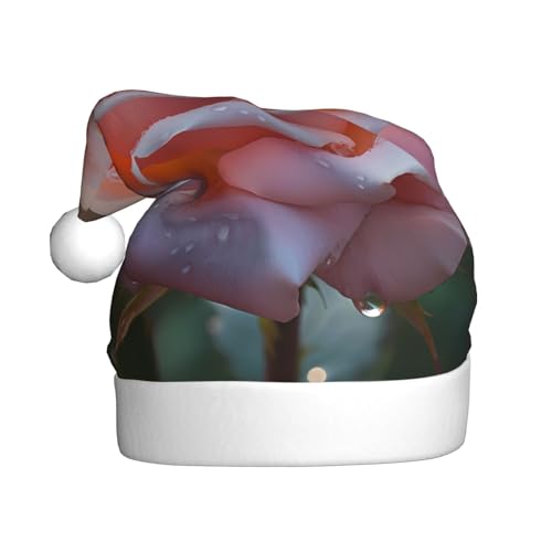 WBQLSL 39,9 cm große Unisex-Weihnachtsmann-Plüschmütze, Weihnachten, Neujahr, Party, Weihnachtsmannmütze, Blooming Roses für Erwachsene, universeller Weihnachtsmannhut von WBQLSL
