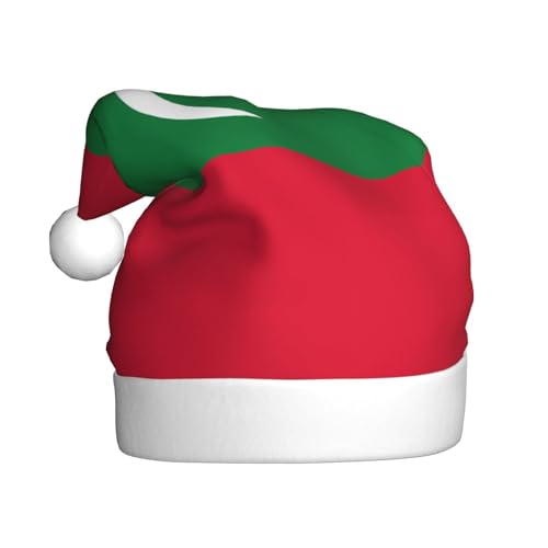 WBQLSL 39,9 cm große Unisex-Weihnachtsmann-Plüschmütze, Weihnachten, Neujahr, Party, Weihnachtsmannmütze, Flagge der Malediven, universelle Weihnachtsmütze für Erwachsene von WBQLSL