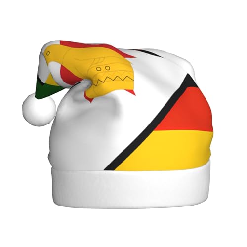 WBQLSL 39,9 cm große Unisex-Weihnachtsmann-Plüschmütze, Weihnachten, Neujahr, Party, Weihnachtsmannmütze, Flagge von Simbabwe, universelle Weihnachtsmütze für Erwachsene von WBQLSL