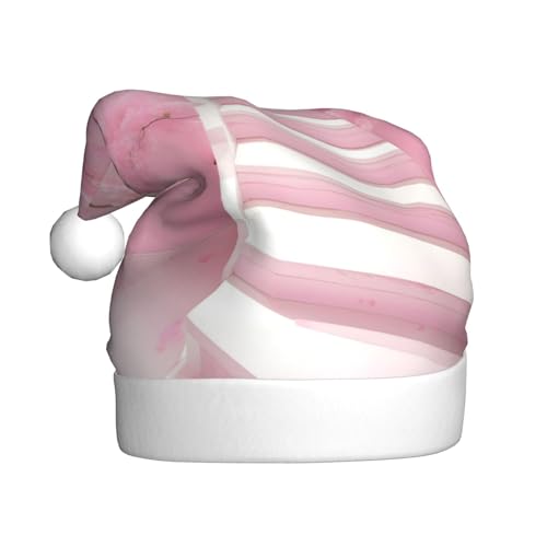 WBQLSL 39,9 cm große Unisex-Weihnachtsmann-Plüschmütze, Weihnachten, Neujahr, Party, Weihnachtsmannmütze, Kirschblüte, weiße Treppe, Erwachsene, universeller Weihnachtsmannhut von WBQLSL