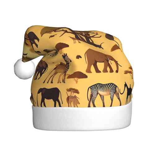 WBQLSL 39,9 cm große Unisex-Weihnachtsmann-Plüschmütze, Weihnachten, Neujahr, Party, Weihnachtsmannmütze, afrikanisches Grasland, Tiere, Erwachsene, universelle Weihnachtsmütze WBQLSL 39,9 cm große Unisex-Weihnachtsmann-Plüschmütze, Weihnachten, Neujahr, Party, Weihnachtsmannmütze, afrikanisches Grasland, Tiere, Erwachsene, universelle Weihnachtsmütze von WBQLSL