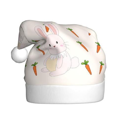 WBQLSL 39,9 cm große Unisex-Weihnachtsmann-Plüschmütze, Weihnachten, Neujahr, Party, Weihnachtsmannmütze, lächelnder Hase, Erwachsene, universeller Weihnachtsmannhut von WBQLSL