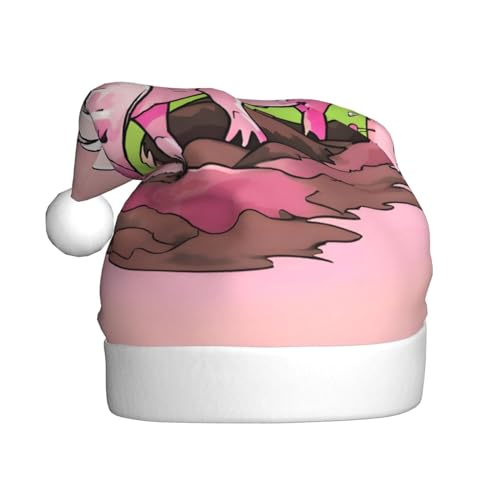 WBQLSL 39,9 cm große Unisex-Weihnachtsmann-Plüschmütze, Weihnachten, Neujahr, Party, Weihnachtsmannmütze, rosa Ferkel, Erwachsene, universeller Weihnachtsmannhut von WBQLSL