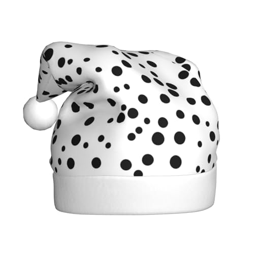 WBQLSL 39,9 cm große Unisex-Weihnachtsmann-Plüschmütze, Weihnachten, Neujahr, Party, Weihnachtsmannmütze, schwarz-weiß gepunktet, für Erwachsene, universeller Weihnachtsmannhut von WBQLSL