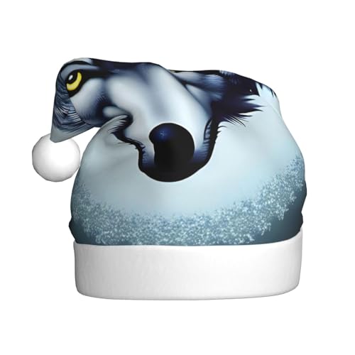 WBQLSL 39,9 cm große Unisex-Weihnachtsmann-Plüschmütze, Weihnachten, Neujahr, Party, Weihnachtsmannmütze, wilder Wolfskopf, Erwachsene, universeller Weihnachtsmannhut von WBQLSL