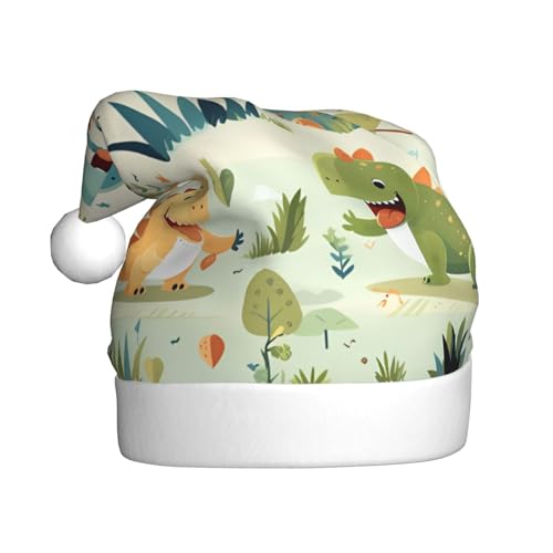 WBQLSL 39,9 cm große Unisex-Weihnachtsmann-Plüschmütze, Weihnachten, Neujahr, Party, niedlicher kleiner Baby-Dinosaurier-Erwachsene Universal-Weihnachtsmannmütze von WBQLSL