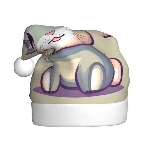 WBQLSL 39,9 cm große Unisex-Weihnachtsmann-Plüschmütze, Weihnachten, Neujahr, Party, niedlicher kleiner Hase, Erwachsene, universeller Weihnachtsmannhut von WBQLSL