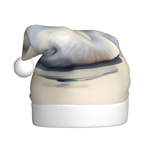 WBQLSL 39,9 cm große Unisex-Weihnachtsmann-Plüschmütze, Weihnachten, Neujahr, Party, niedlicher kleiner Schwan, Erwachsene, universeller Weihnachtsmannhut von WBQLSL