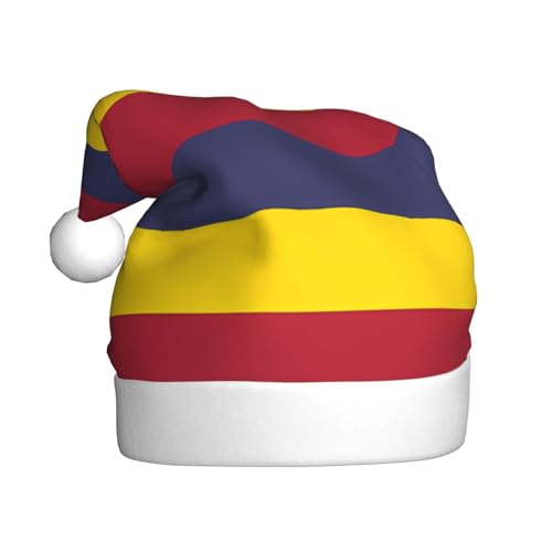 WBQLSL 39,9 cm große Unisex-Weihnachtsmann-Plüschmütze, Weihnachtsmannmütze, Weihnachtsmannmütze, Flagge des Königreichs Hawaii, universelle Weihnachtsmütze für Erwachsene von WBQLSL