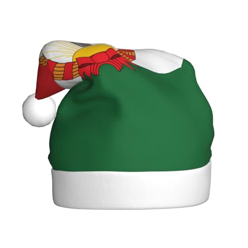 WBQLSL 39,9 cm große Unisex-Weihnachtsmann-Plüschmütze, Weihnachtsmannmütze, Weihnachtsmannmütze, Flagge von Mahabad, universelle Weihnachtsmütze für Erwachsene von WBQLSL