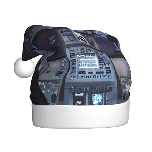 WBQLSL Cabin of the Future Weihnachtsmütze für Erwachsene, 39,9 cm hoch, Plüsch-Weihnachtsmütze, Unisex, dekorativer Hut, Weihnachtsmann, Weihnachten, Halloween-Party von WBQLSL